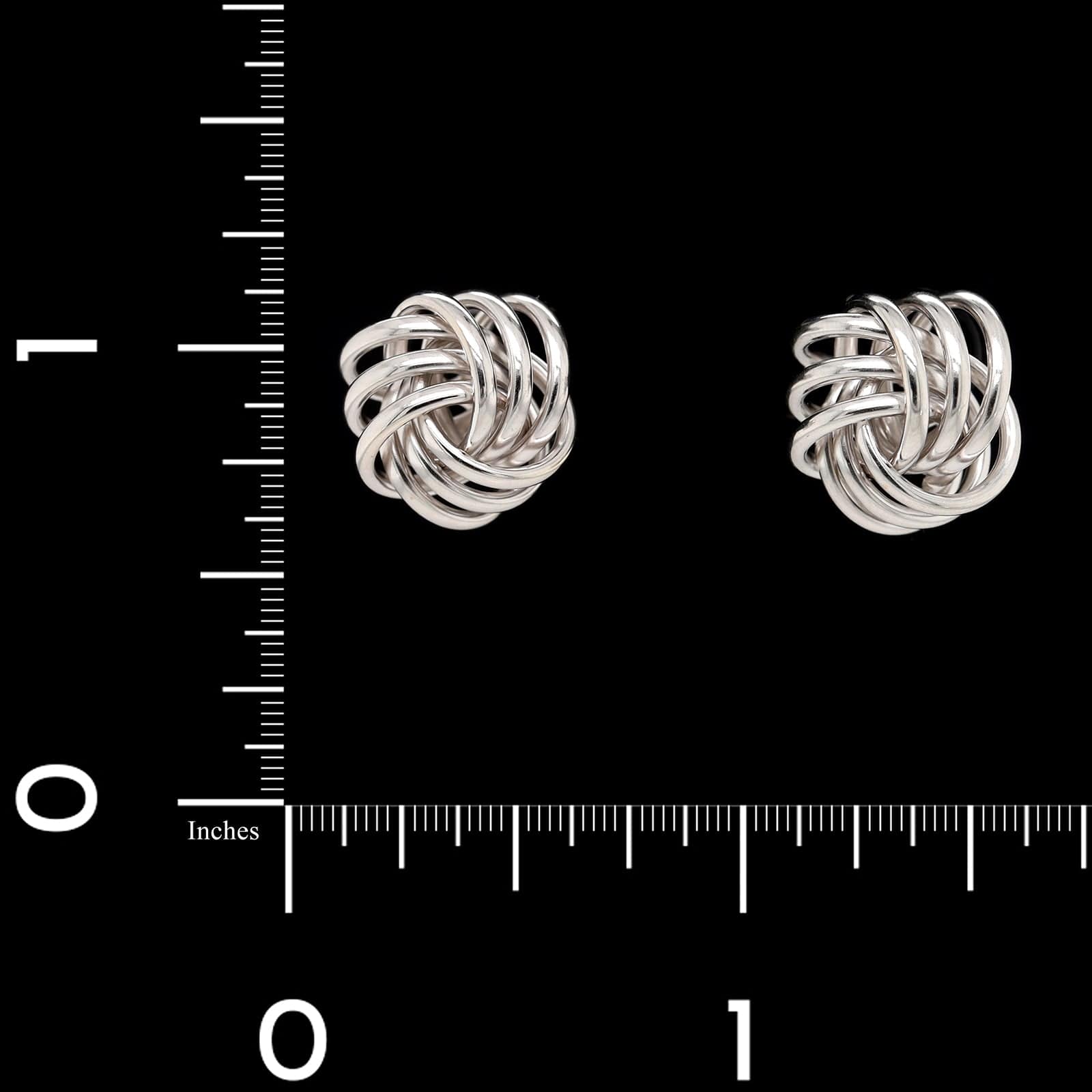 14K White Gold Estate Knot Earrings