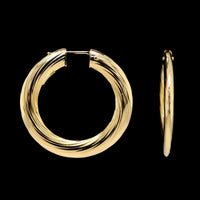 18K Yellow Gold Estate Ribbed Hoop Earrings