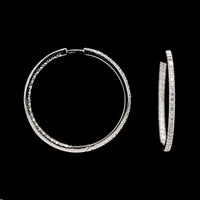 18K White Gold Estate Inside Out Diamond Hoop Earrings
