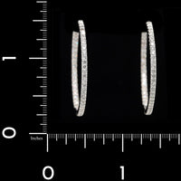 18K White Gold Estate Inside Out Diamond Hoop Earrings