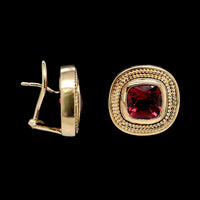 Mazza 14K Yellow Gold Estate Pink Tourmaline Earrings