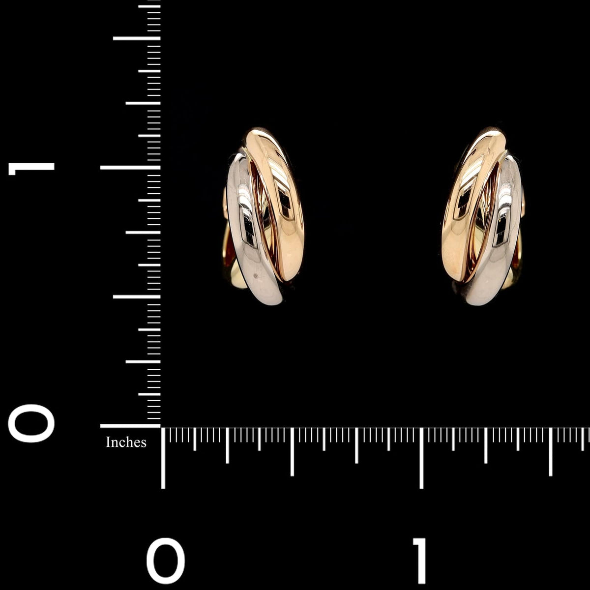 Cartier 18K Tricolor Gold Estate Trinity Earrings