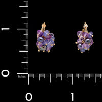 Talisman 14K Yellow Gold Estate Gemstone Bead Hoop Earrings