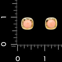 14K Yellow Gold Estate Pink Coral Earrings