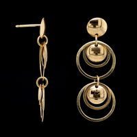 18K Yellow Gold Estate Circle Drop Earrings
