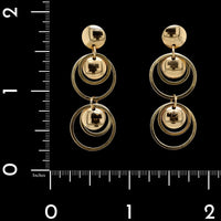 18K Yellow Gold Estate Circle Drop Earrings