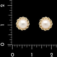 14K Yellow Gold Estate Mabe Pearl Earrings
