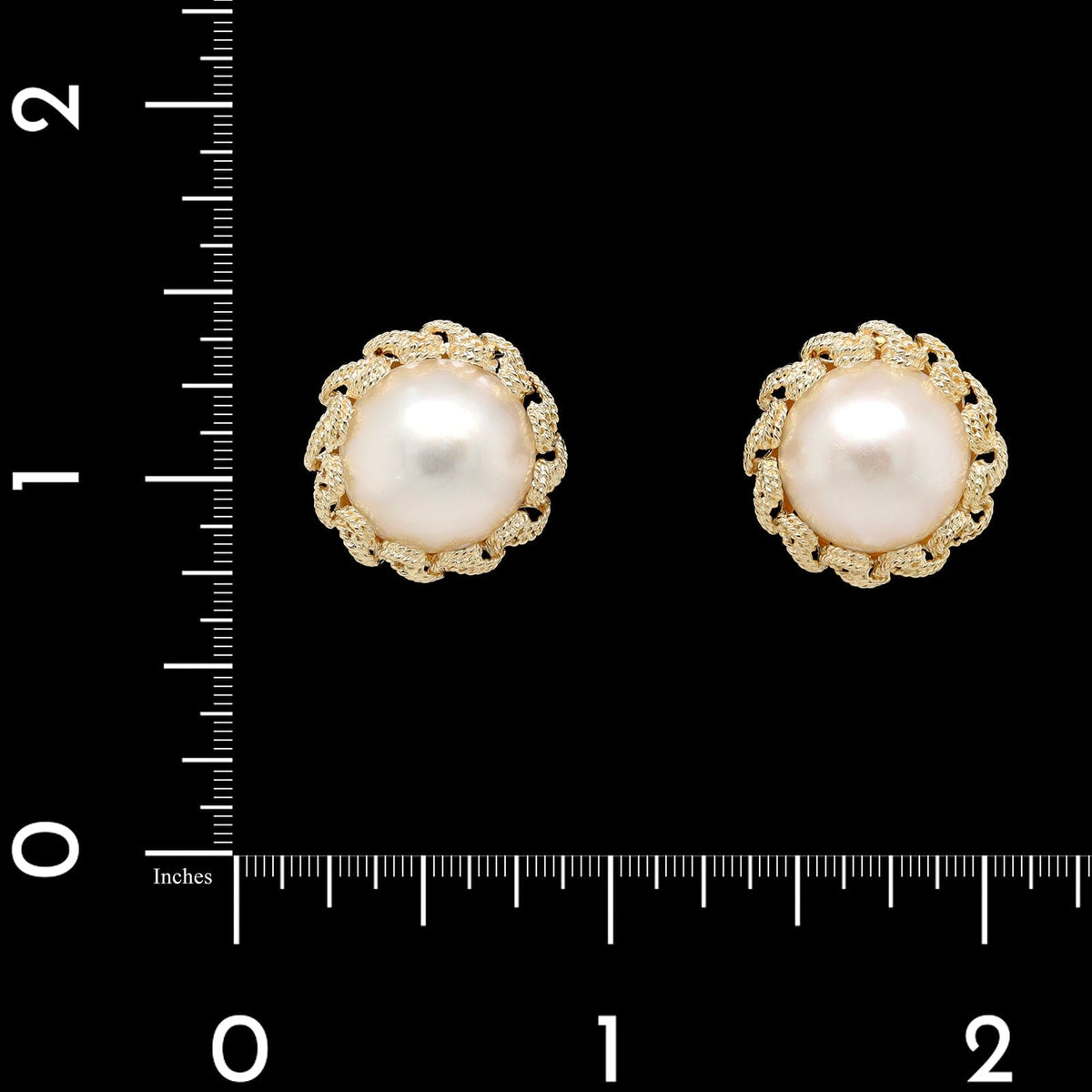 14K Yellow Gold Estate Mabe Pearl Earrings