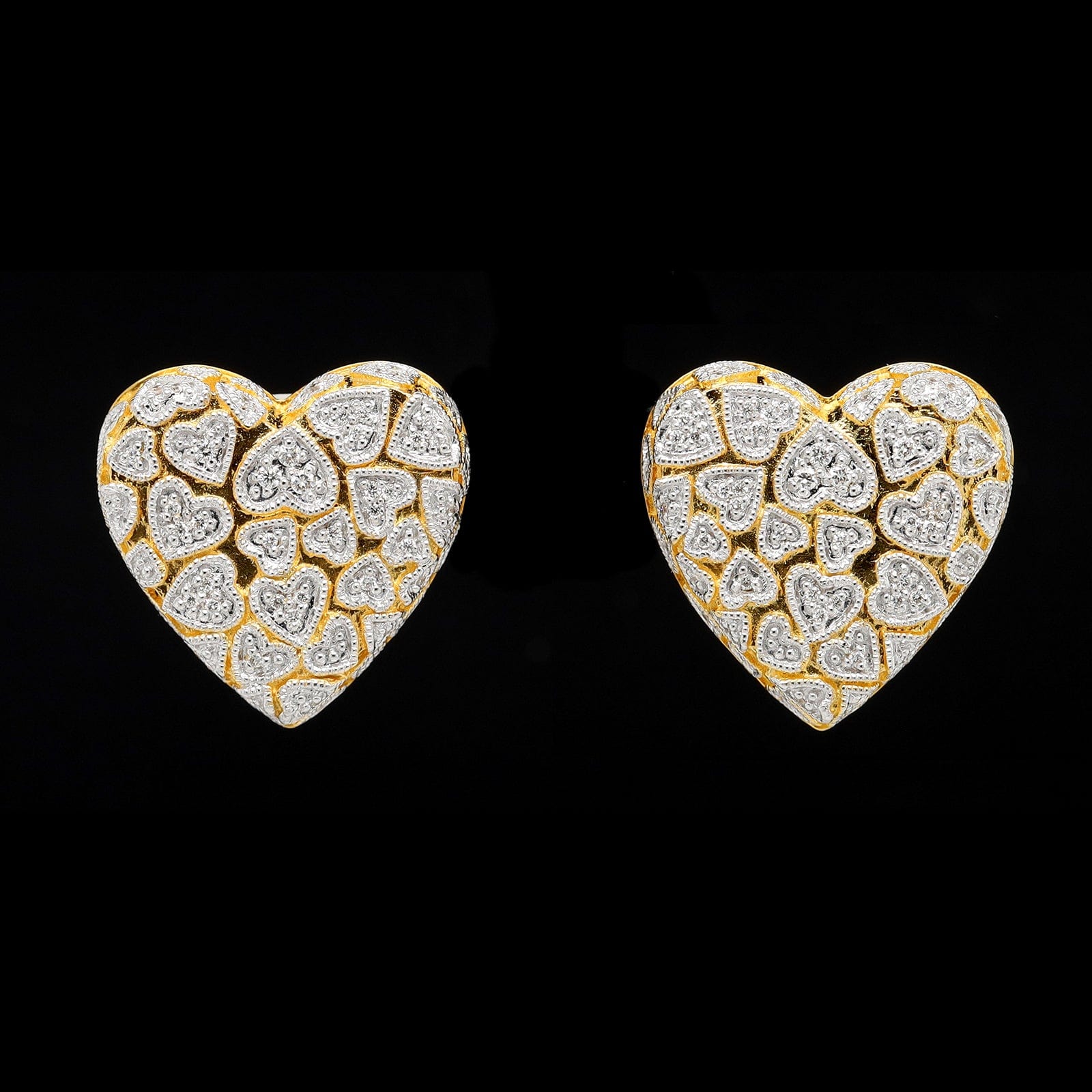 18K Two-tone Gold Estate Diamond Heart Earring