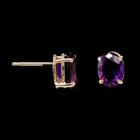 14K Yellow Gold Estate Amethyst Stud Earrings