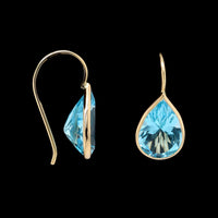 14K Yellow Gold Estate Blue Topaz Drop Earrings