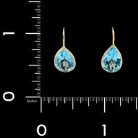14K Yellow Gold Estate Blue Topaz Drop Earrings