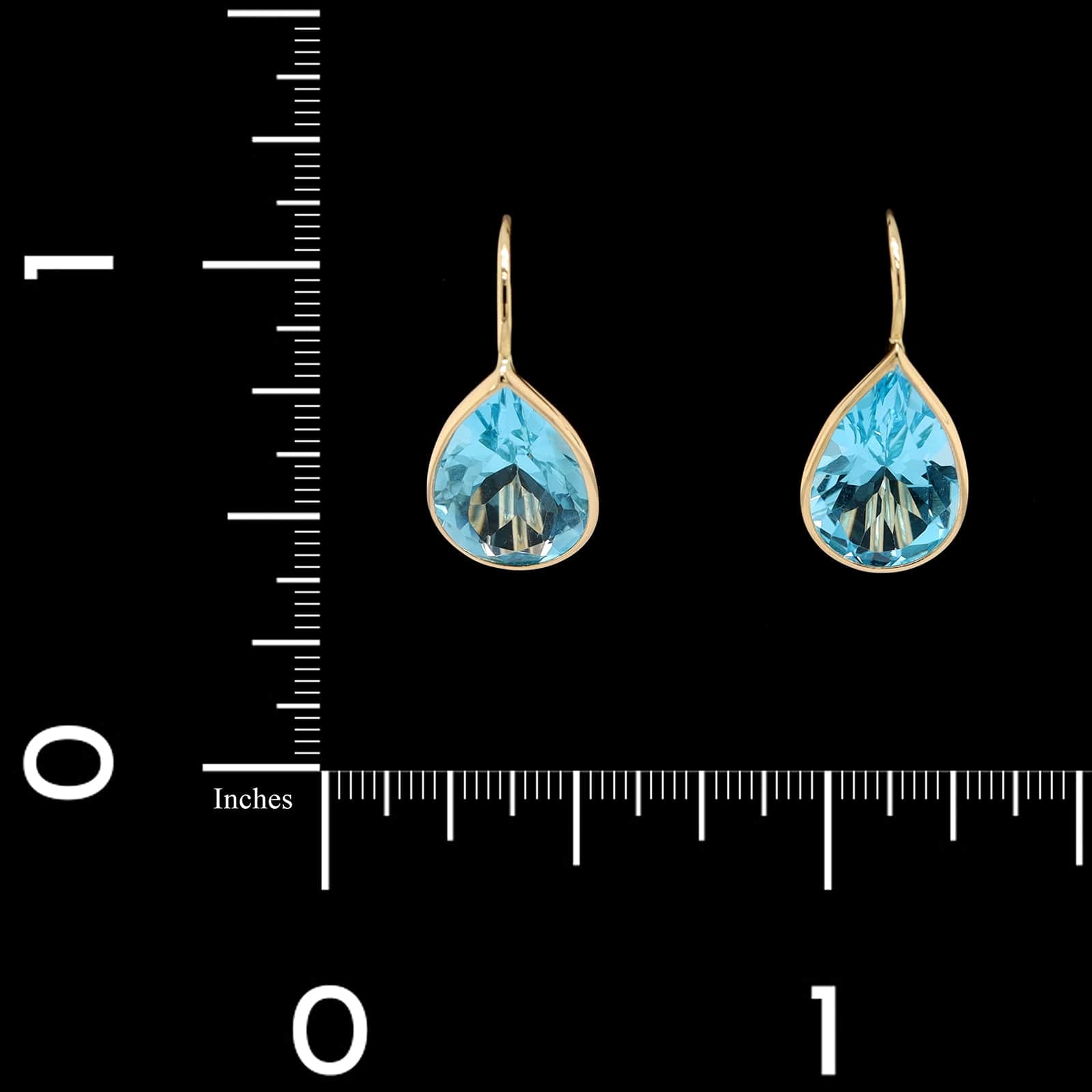 14K Yellow Gold Estate Blue Topaz Drop Earrings