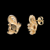 14K Yellow Gold Estate Diamond and Aquamarine Stud Earrings