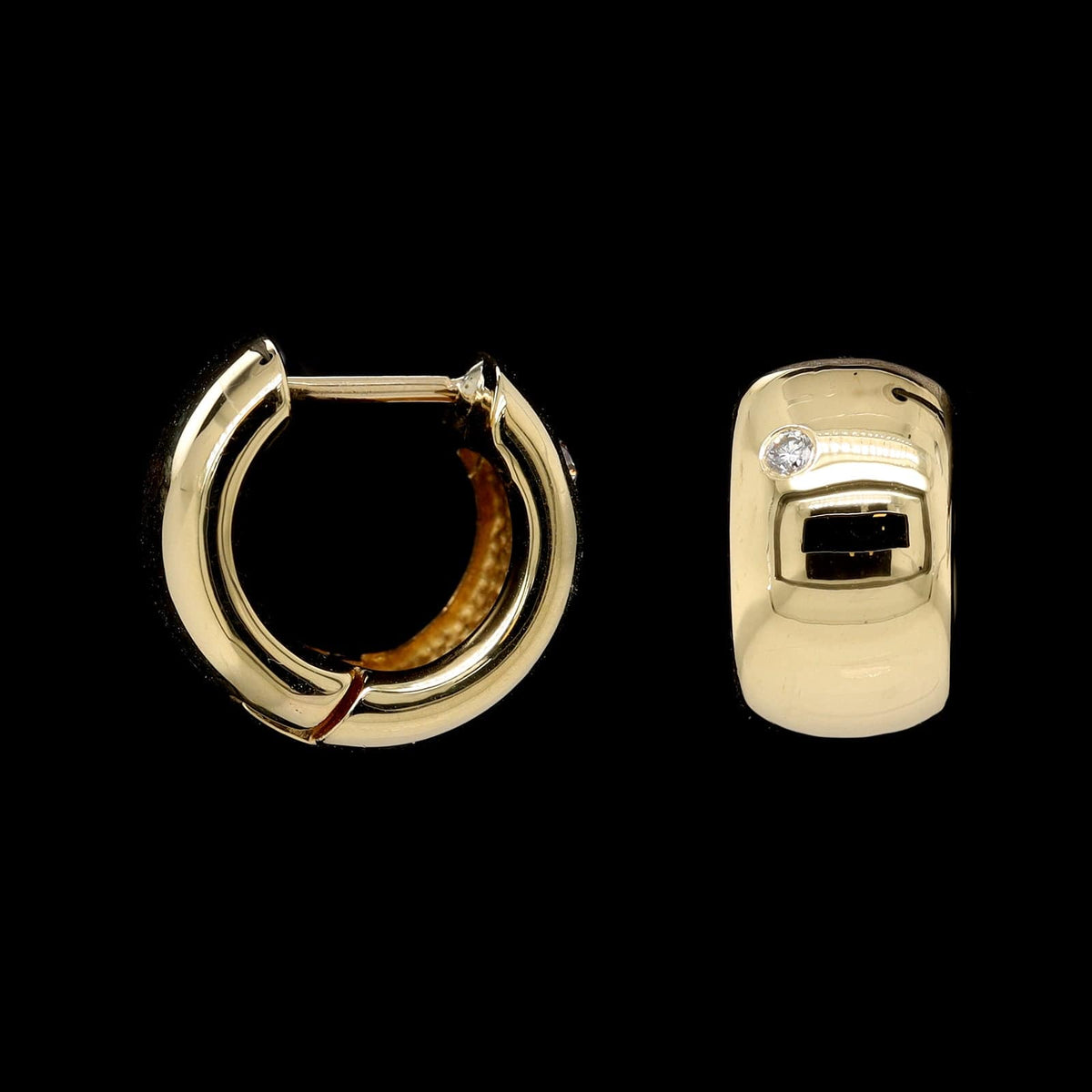 18K Yellow Gold Estate Diamond Hoop Earrings