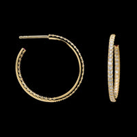 Roberto Coin 18K Yellow Gold Estate Inside Out Diamond Hoop Earrings