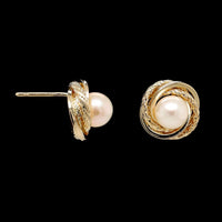 14K Yellow Gold Estate Cultured Pearl Stud Earrings