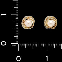 14K Yellow Gold Estate Cultured Pearl Stud Earrings