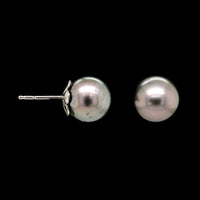 14K White Gold Estate Pearl Stud Earrings