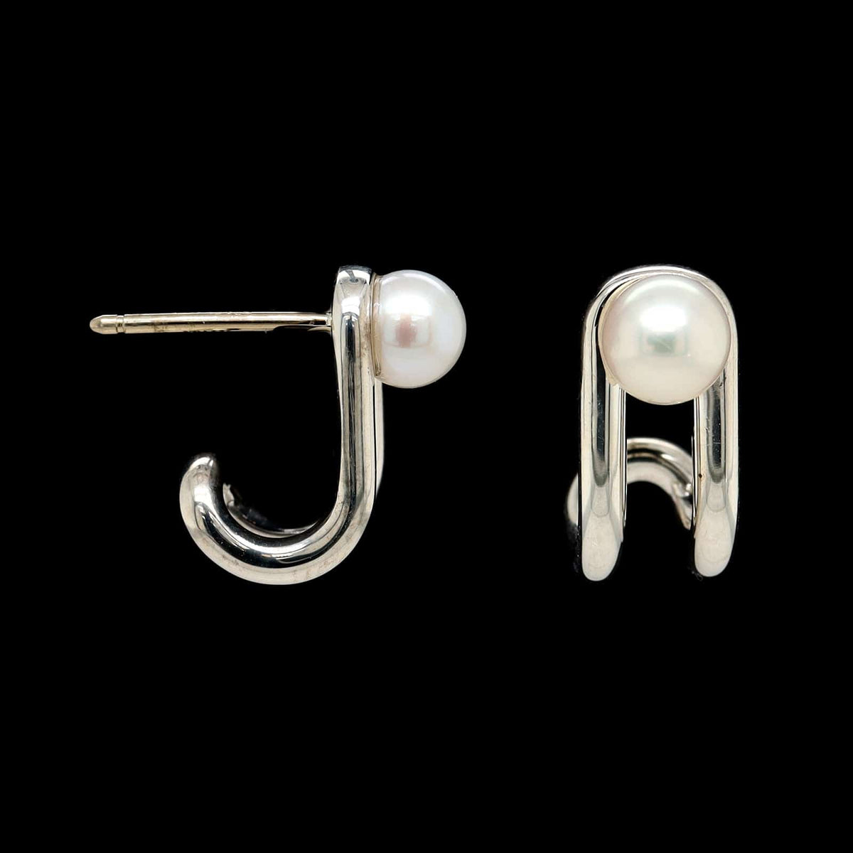 Tiffany & Co. Sterling Silver Estate Hardwear Cultured Pearl Earrings