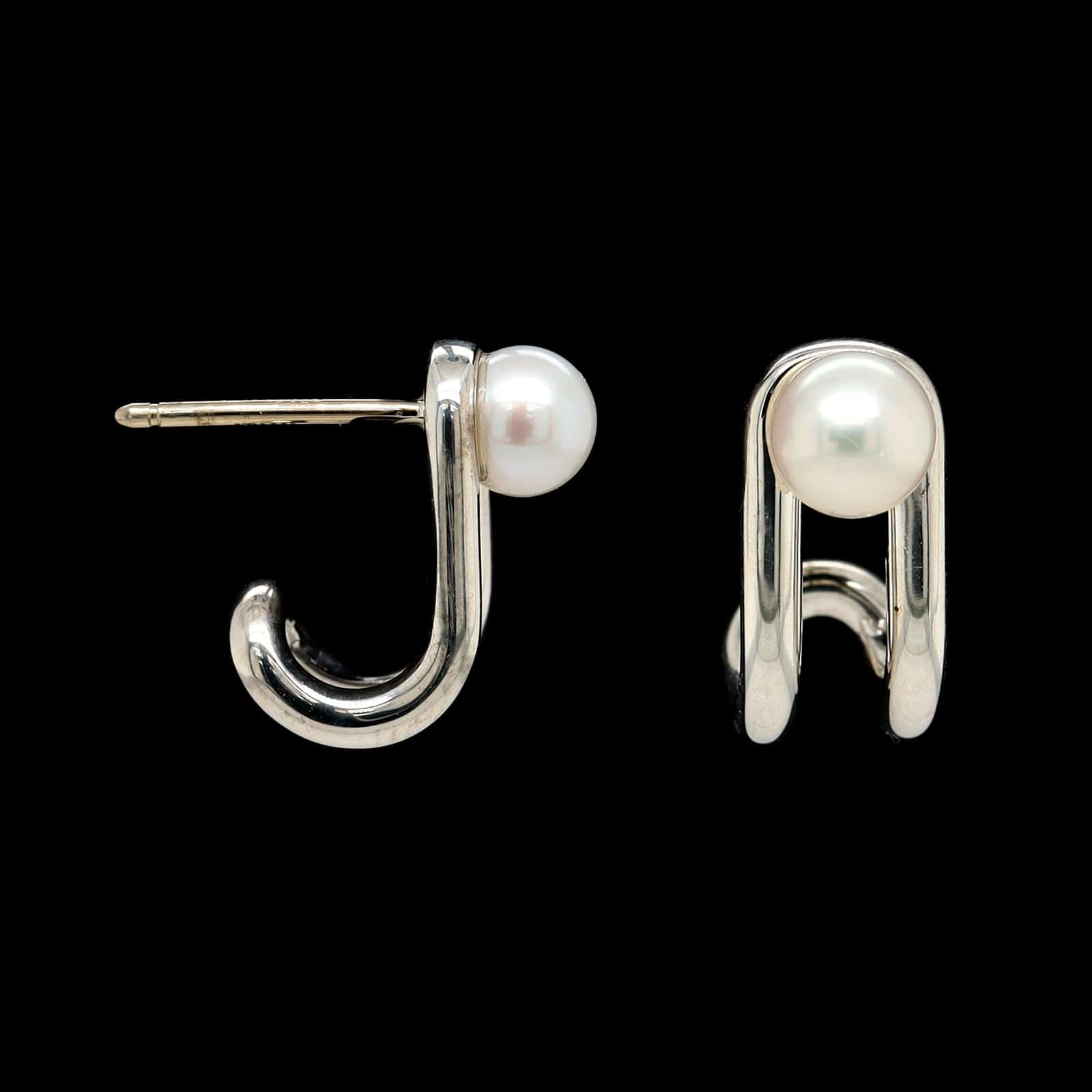 Tiffany & Co. Sterling Silver Estate Hardwear Cultured Pearl Earrings