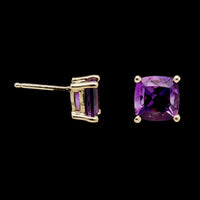 14K Yellow Gold Estate Amethyst Stud Earrings