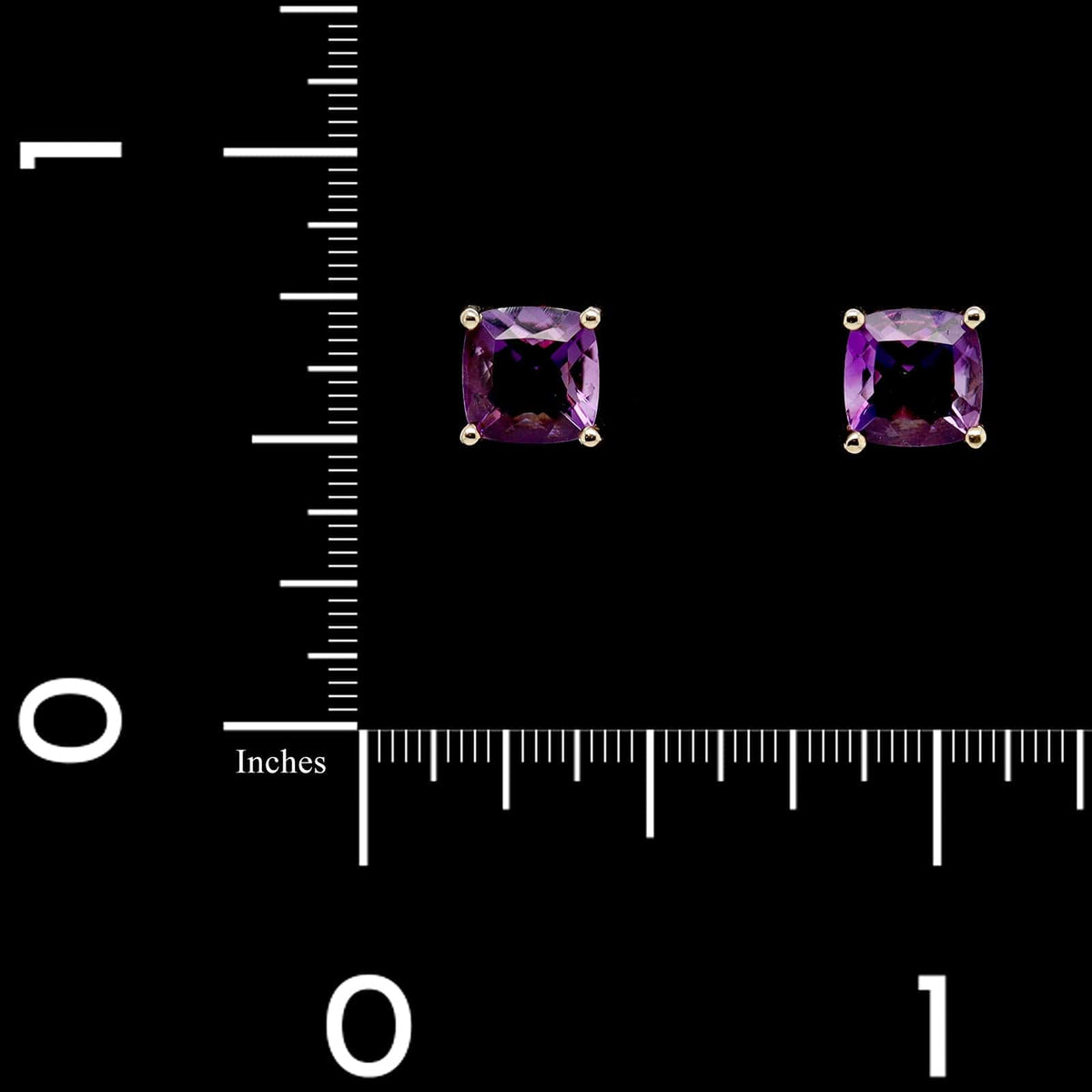 14K Yellow Gold Estate Amethyst Stud Earrings