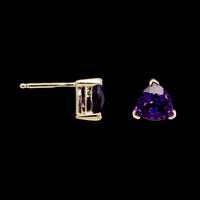 14K Yellow Gold Estate Amethyst Stud Earrings