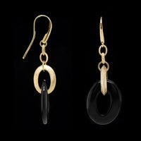 14K Yellow Gold Estate Onyx Drop Earrings