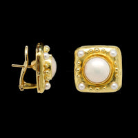 Elizabeth Locke 18K Yellow Gold Estate Cultured Mabe Pearl Earrings
