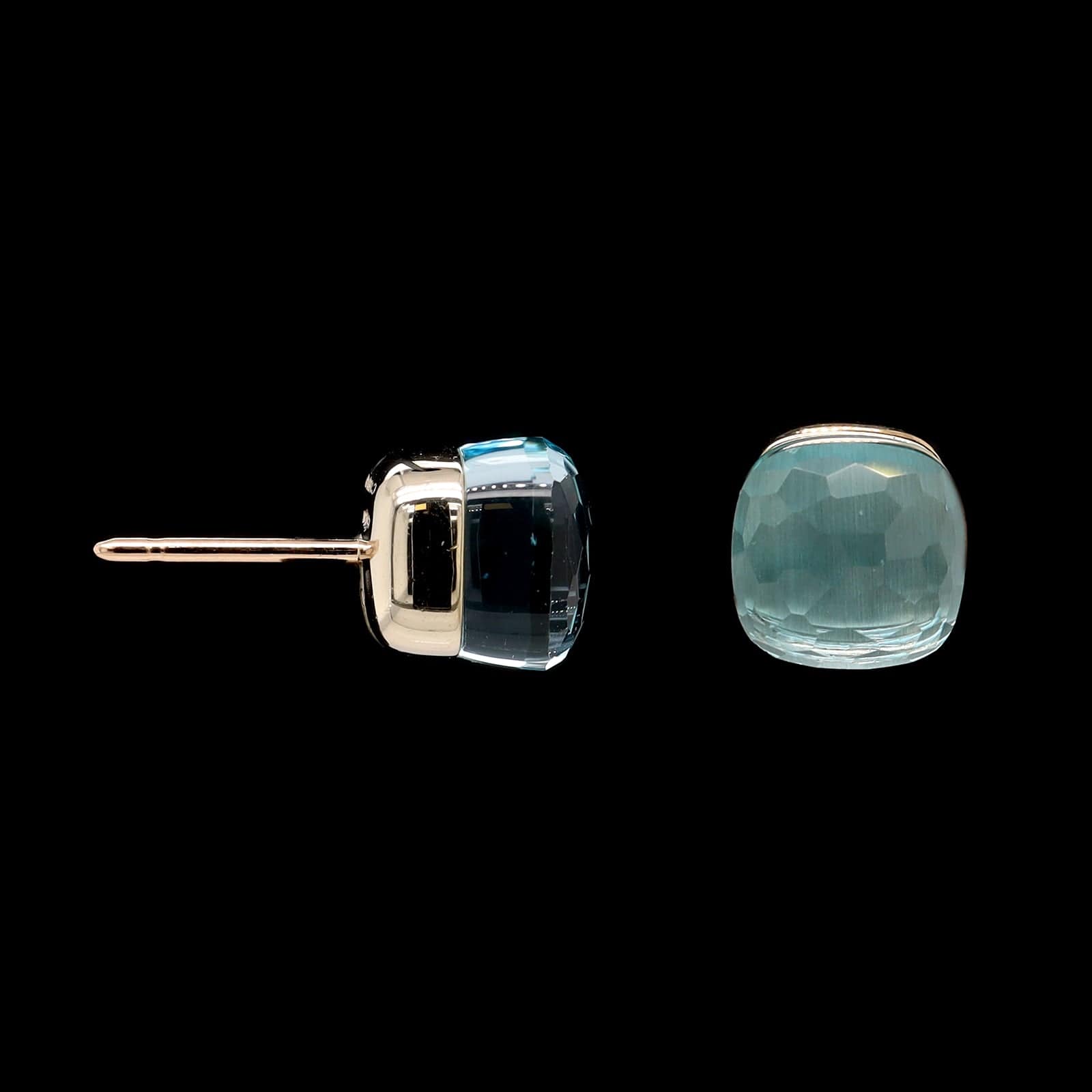 Pomellato 18K Rose Gold Estate Nudo Blue Topaz Earrings