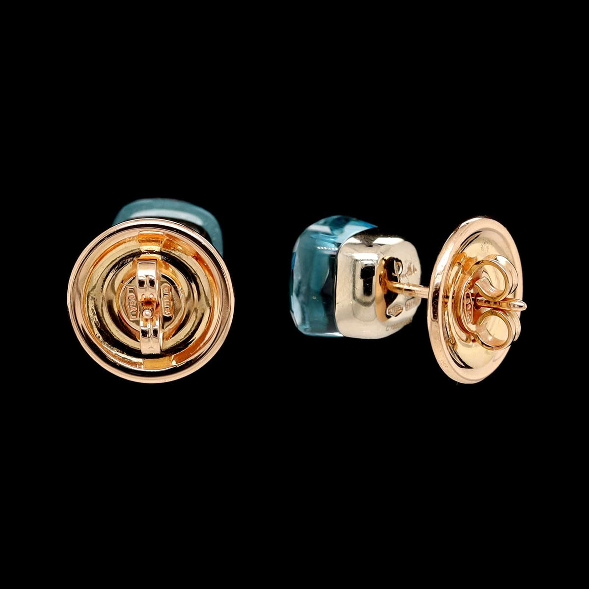 Pomellato 18K Rose Gold Estate Nudo Blue Topaz Earrings
