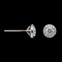 14K White Gold Estate Diamond Halo Studs