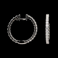 18K White Gold Estate Diamond Inside Out Hoop Earrings