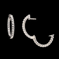 18K White Gold Estate Diamond Inside Out Hoop Earrings