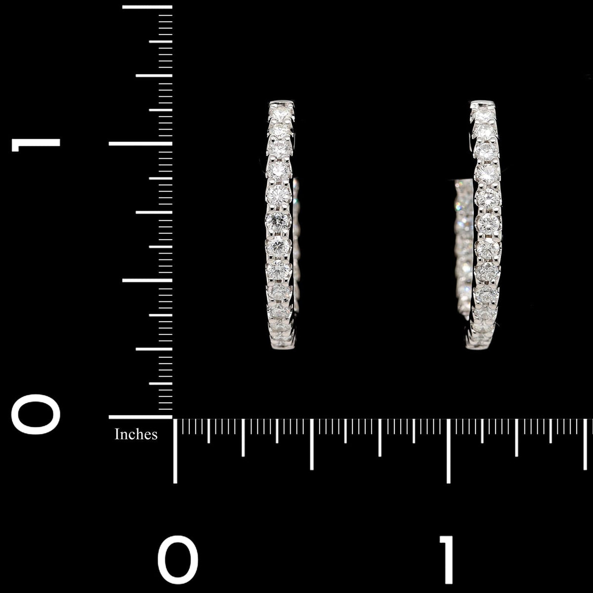 18K White Gold Estate Diamond Inside Out Hoop Earrings