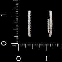 18K White Gold Estate Diamond Inside Out Hoop Earrings