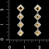 John Hardy Sterling Silver and 22K Yellow Gold Estate Four Square Drop Earrings