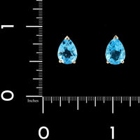 14K Yellow Gold Estate Blue Topaz Stud Earrings