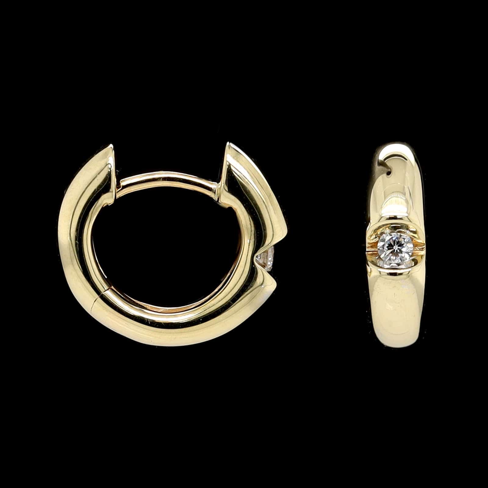 14K Yellow Gold Estate Diamond Hoop Earrings