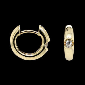 14K Yellow Gold Estate Diamond Hoop Earrings