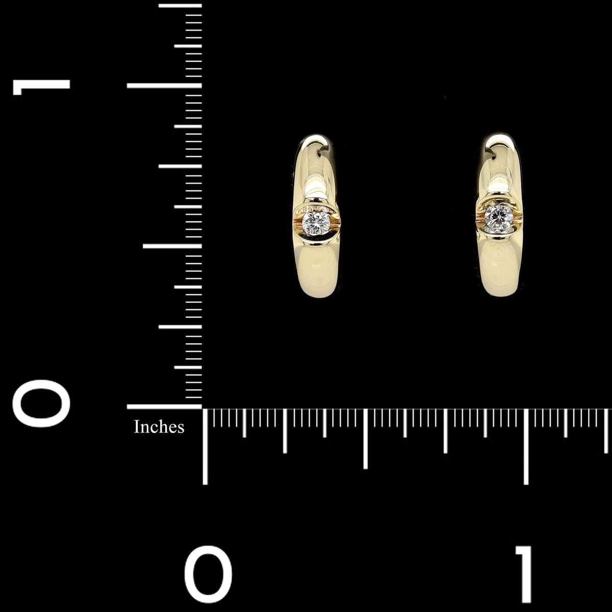 14K Yellow Gold Estate Diamond Hoop Earrings
