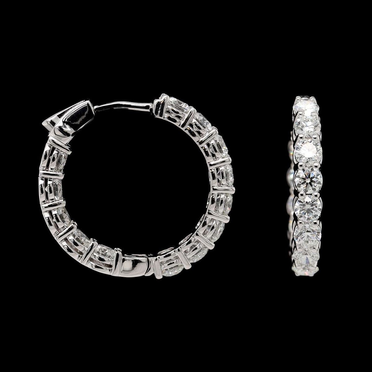 18K White Gold Estate Inside Outside Hoop Earrings