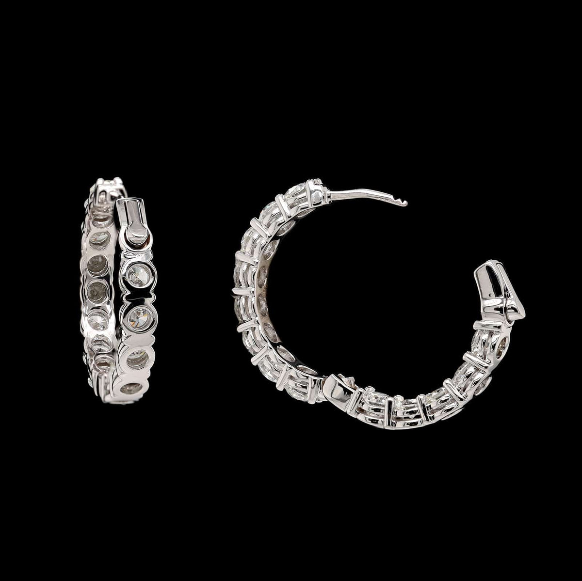 18K White Gold Estate Inside Outside Hoop Earrings