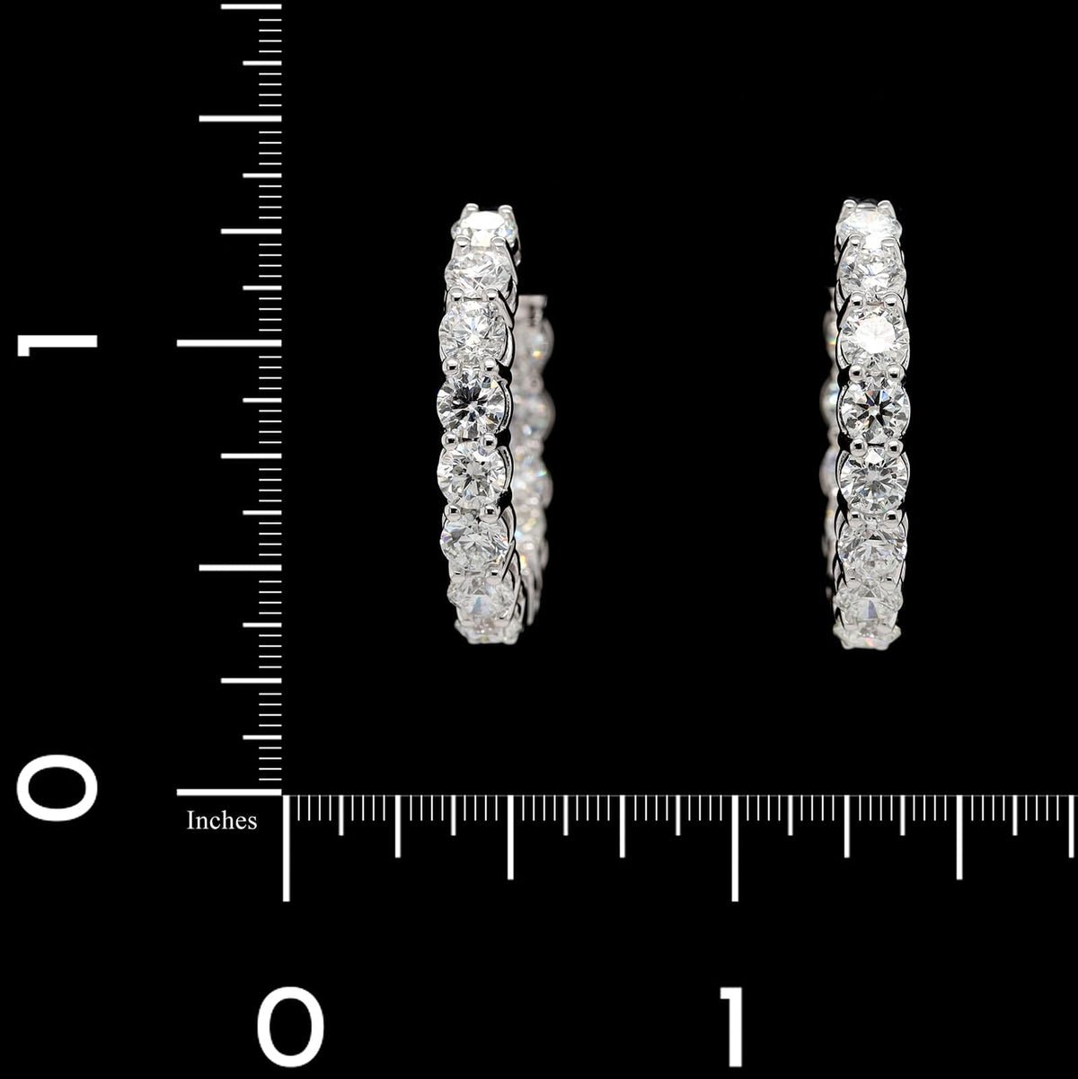 18K White Gold Estate Inside Outside Hoop Earrings
