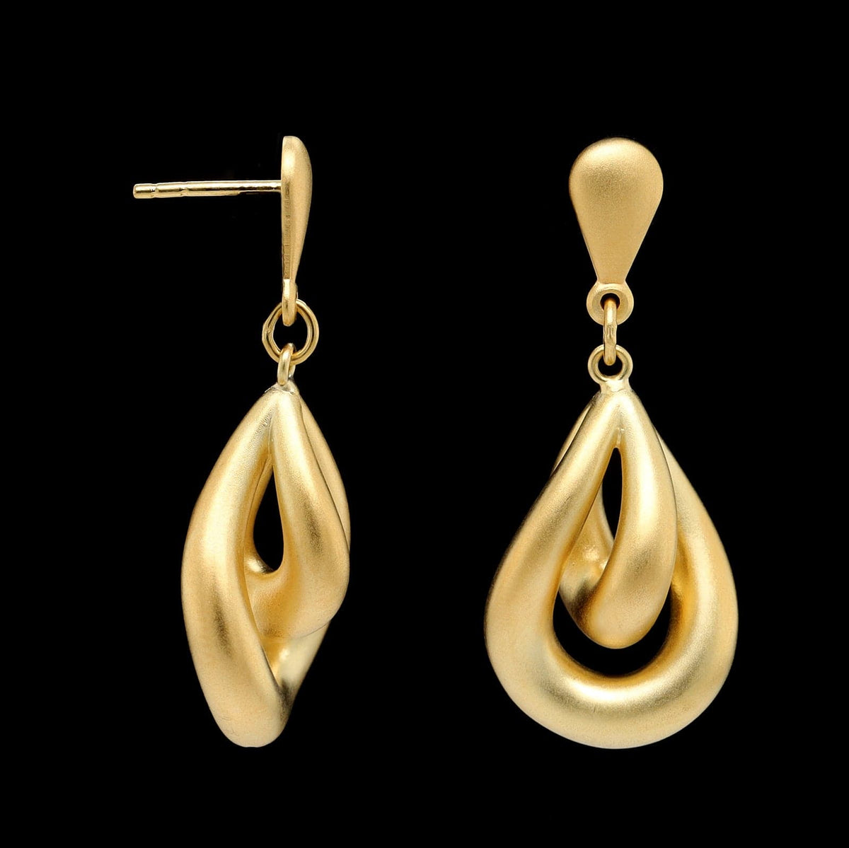 14K Yellow Gold Estate Twist Drop Earrings