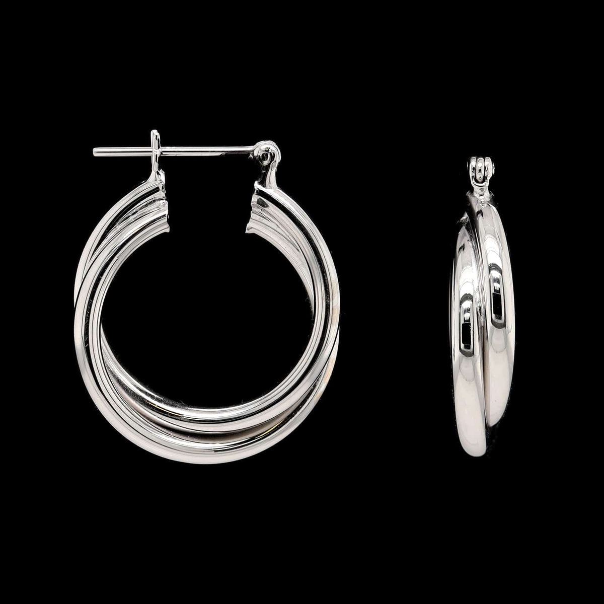 14K White Gold Estate Hoop Earrings