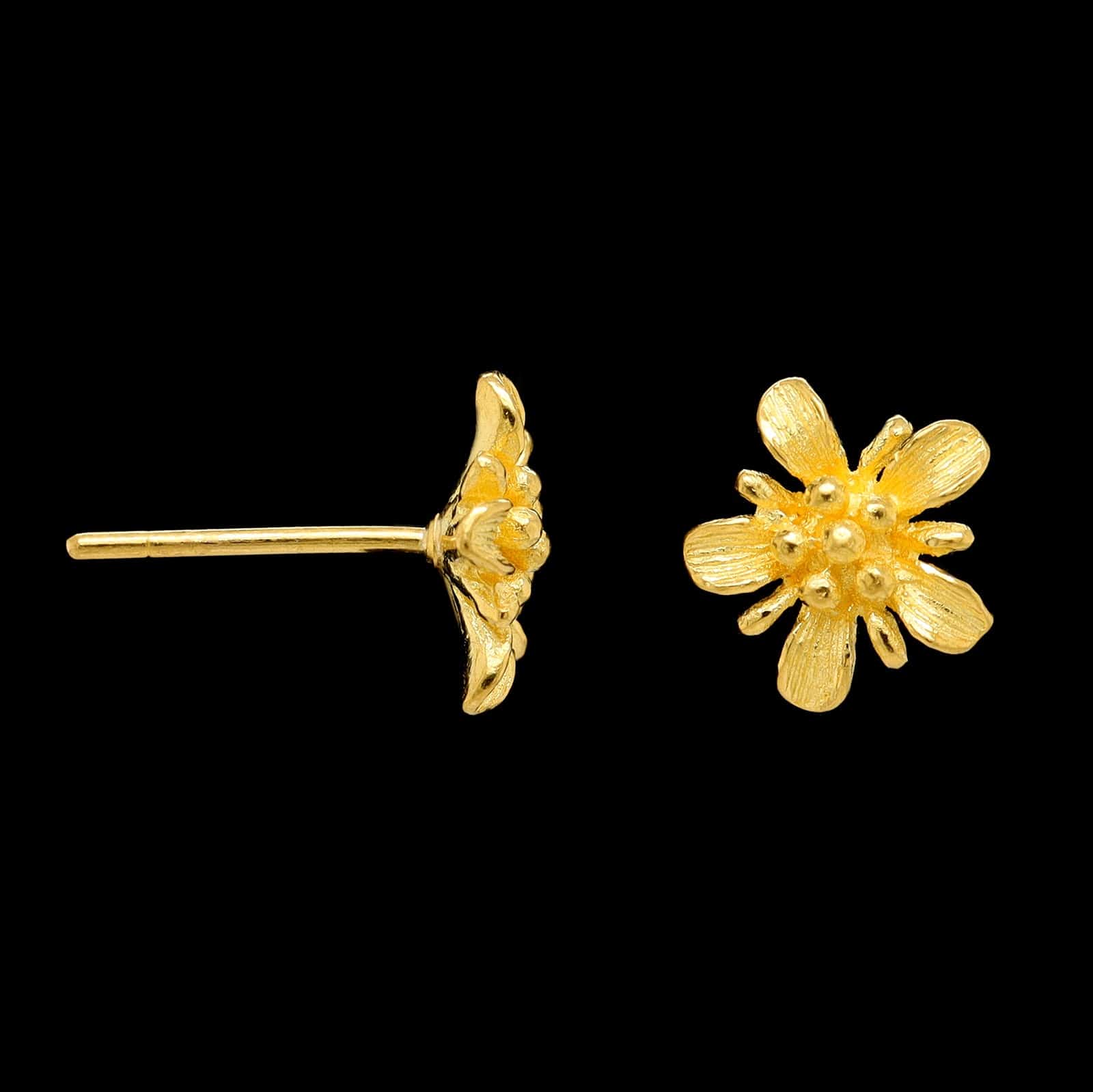 22K Yellow Gold Estate Flower Stud Earrings