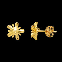 22K Yellow Gold Estate Flower Stud Earrings