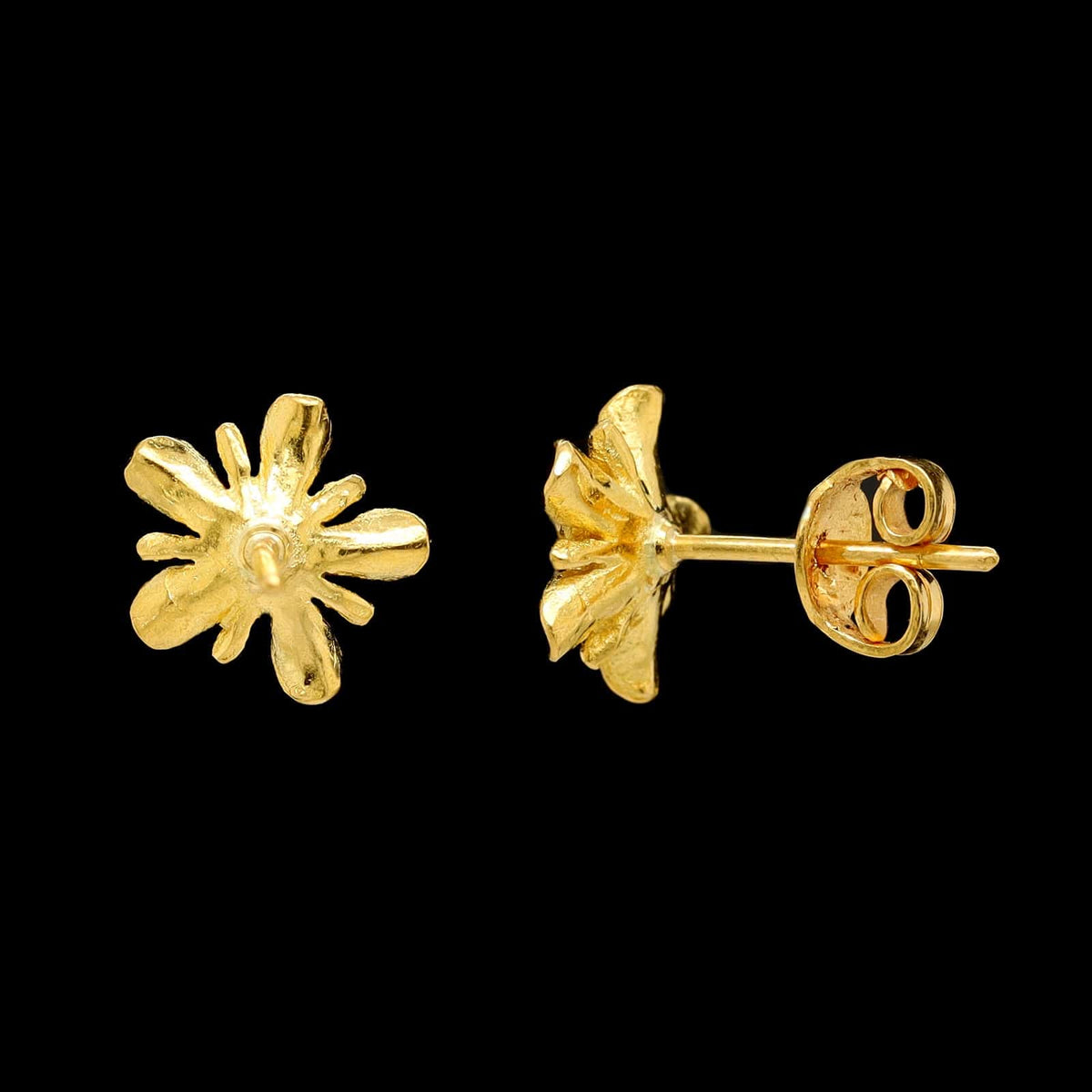 22K Yellow Gold Estate Flower Stud Earrings
